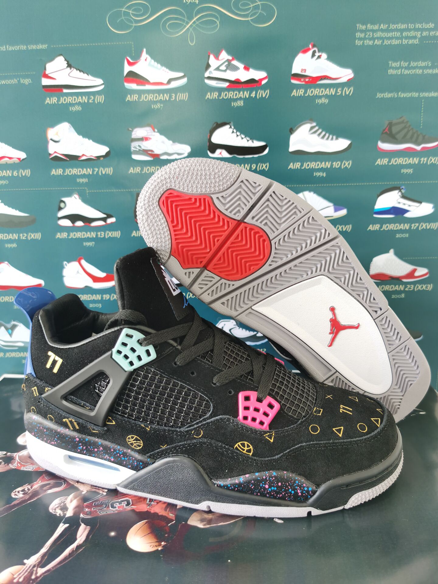 jordan air jordan 4 retro - Negro Menta Rosado Azul