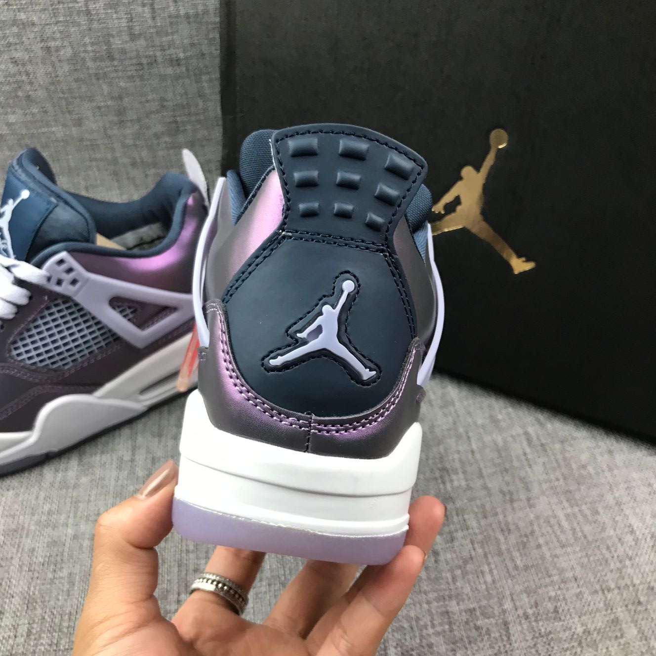 jordan air jordan 4 retro - Morado Blanco Gris