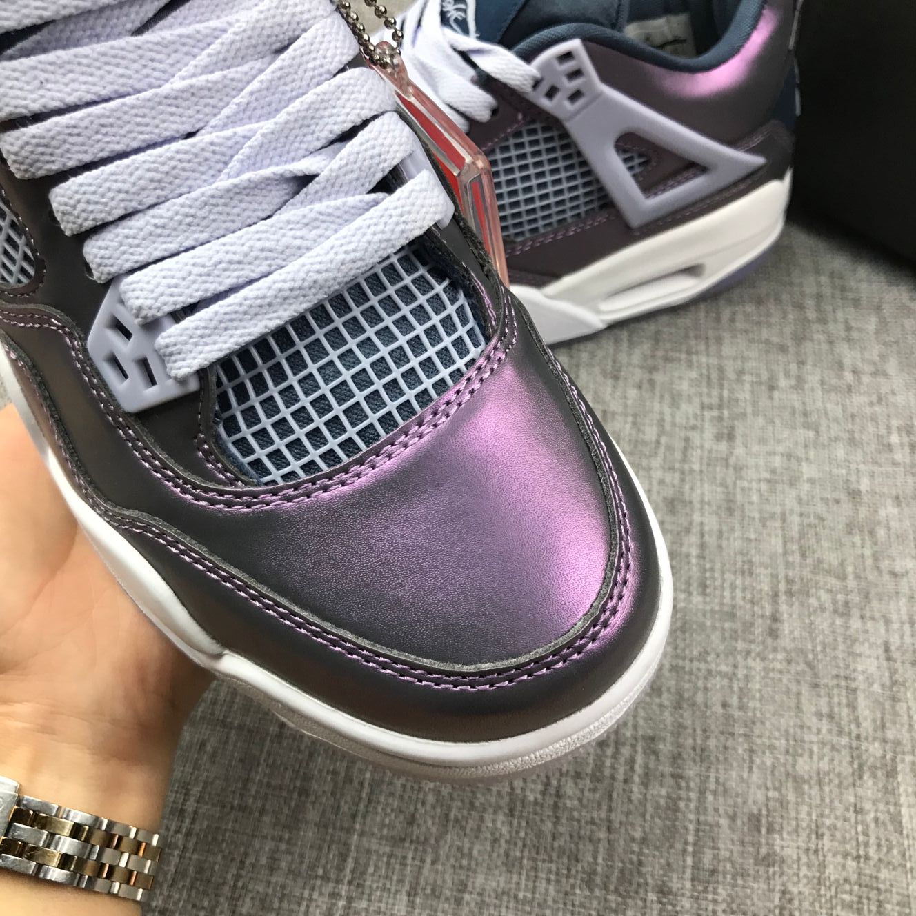 jordan air jordan 4 retro - Morado Blanco Gris