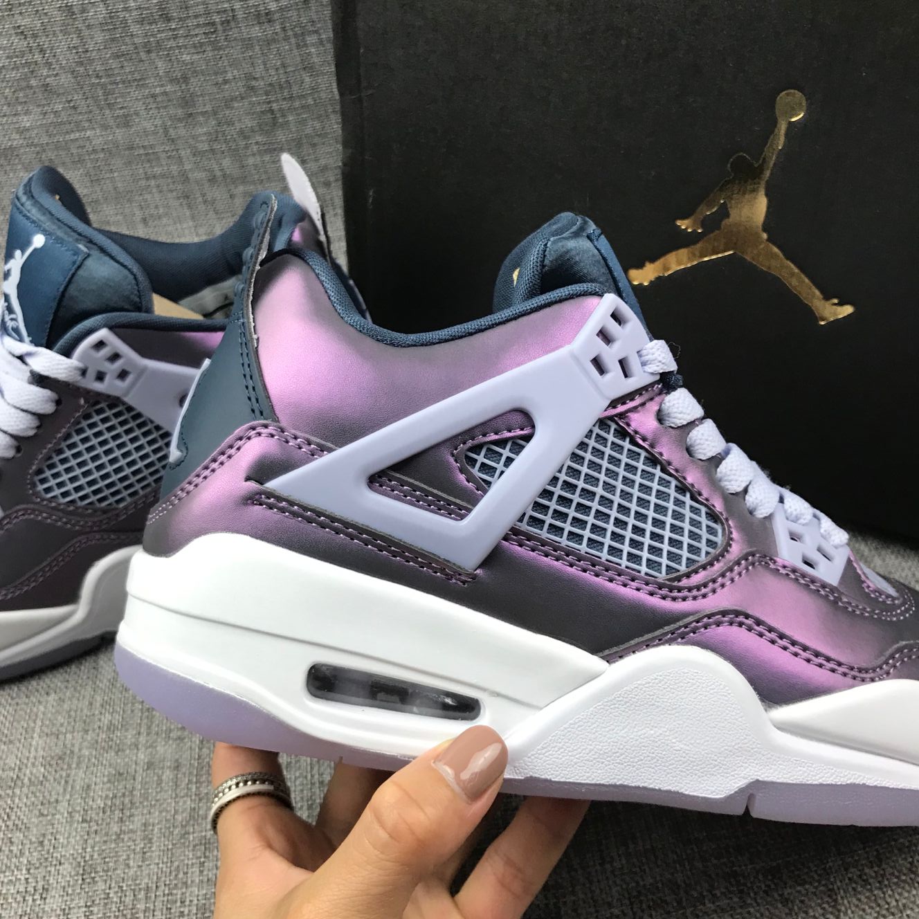 jordan air jordan 4 retro - Morado Blanco Gris