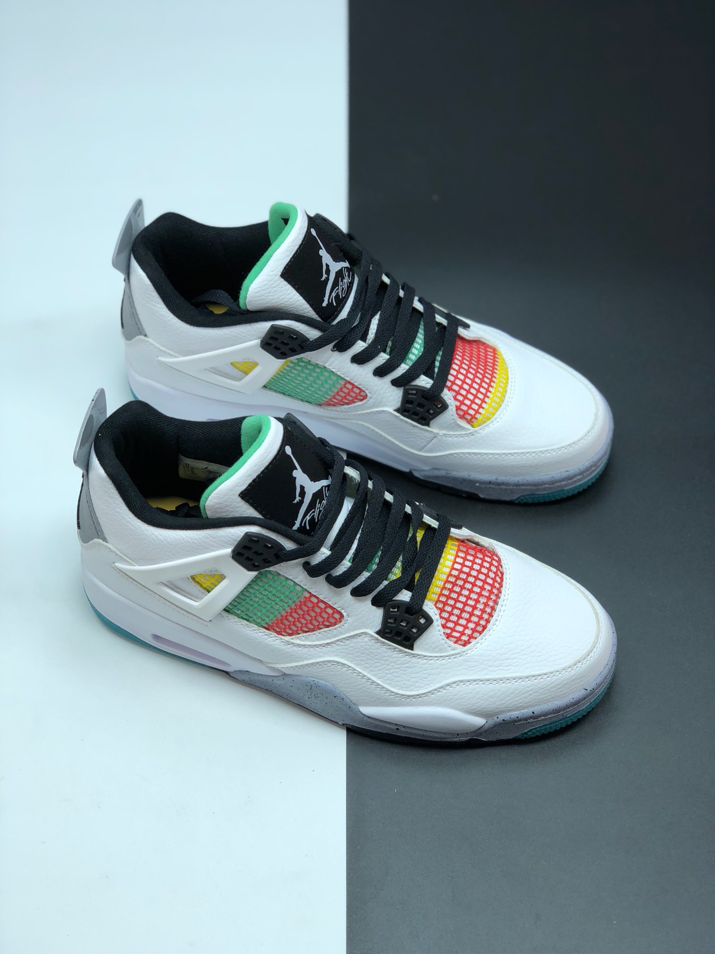 jordan air jordan 4 retro - Blanco Verde Amarillo Rojo Gris