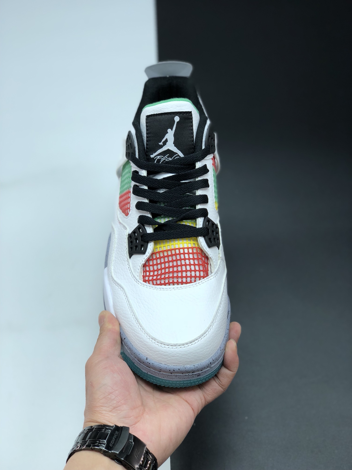 jordan air jordan 4 retro - Blanco Verde Amarillo Rojo Gris