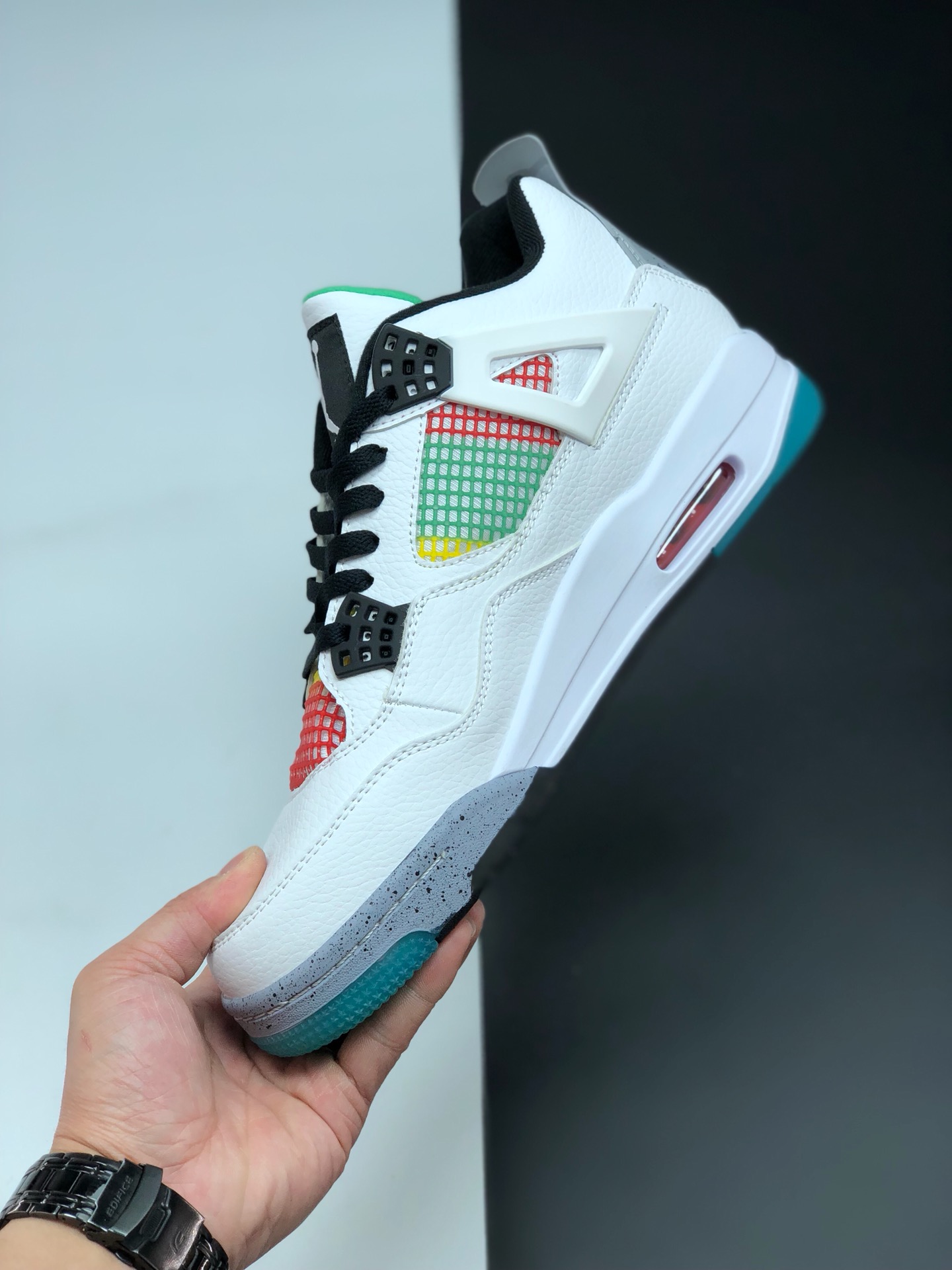 jordan air jordan 4 retro - Blanco Verde Amarillo Rojo Gris