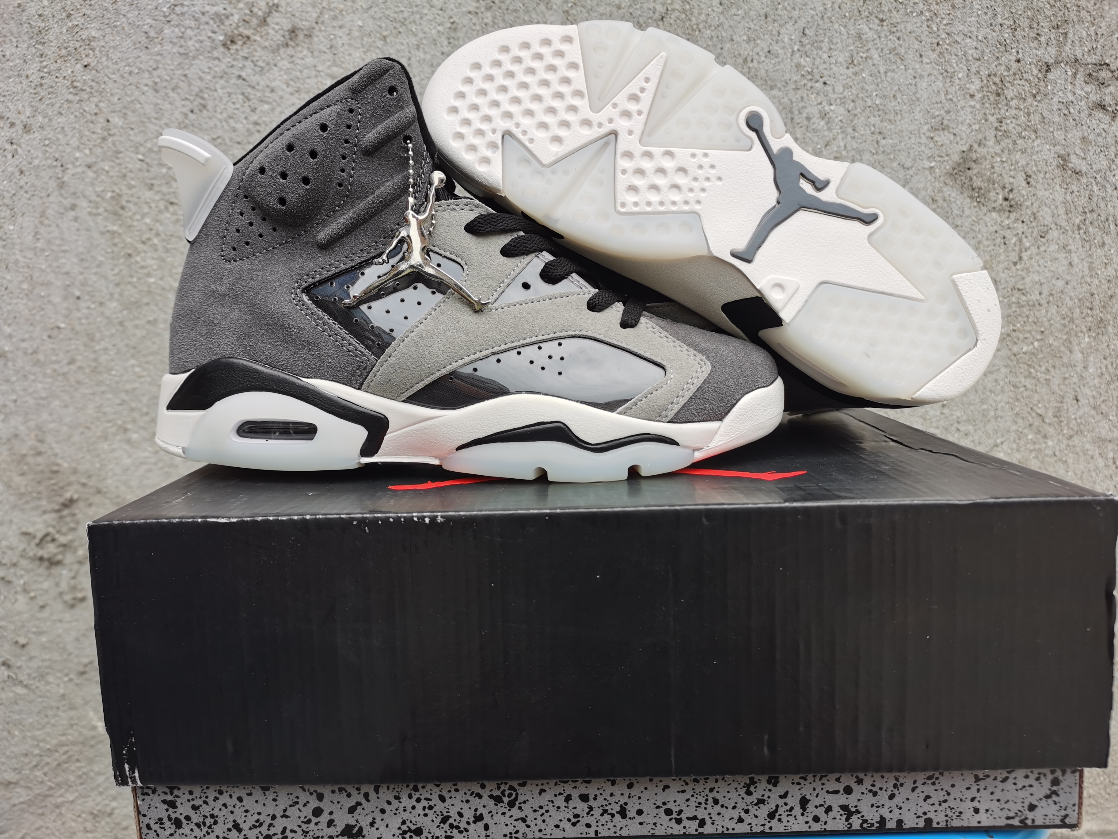 jordan air jordan 6 retro - Gris Negro