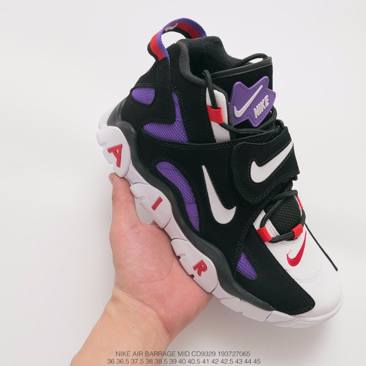 nike air barrage - Morado Negro Blanco