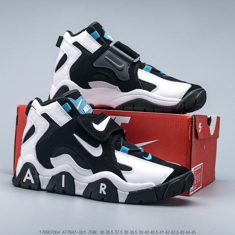 nike air barrage - Blanco Cyan Celeste Negro