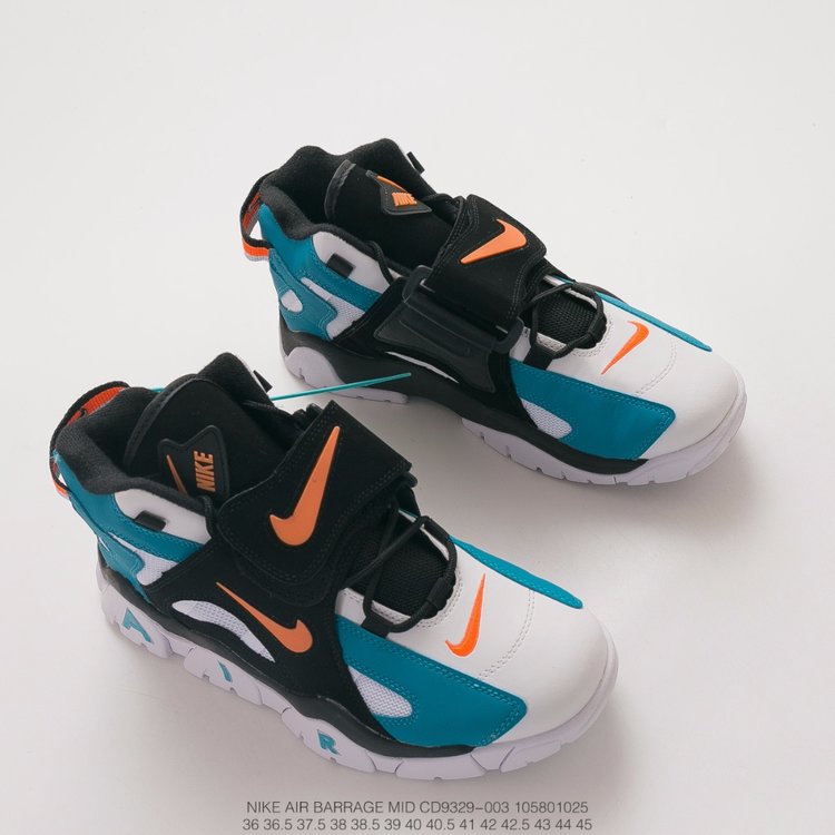 nike air barrage - Celeste Naranjo Negro Blanco
