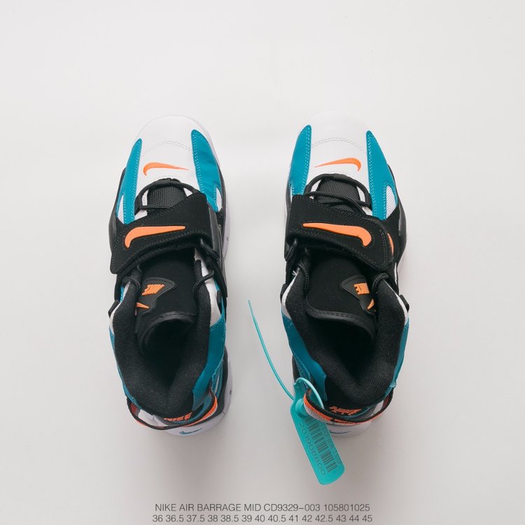 nike air barrage - Celeste Naranjo Negro Blanco