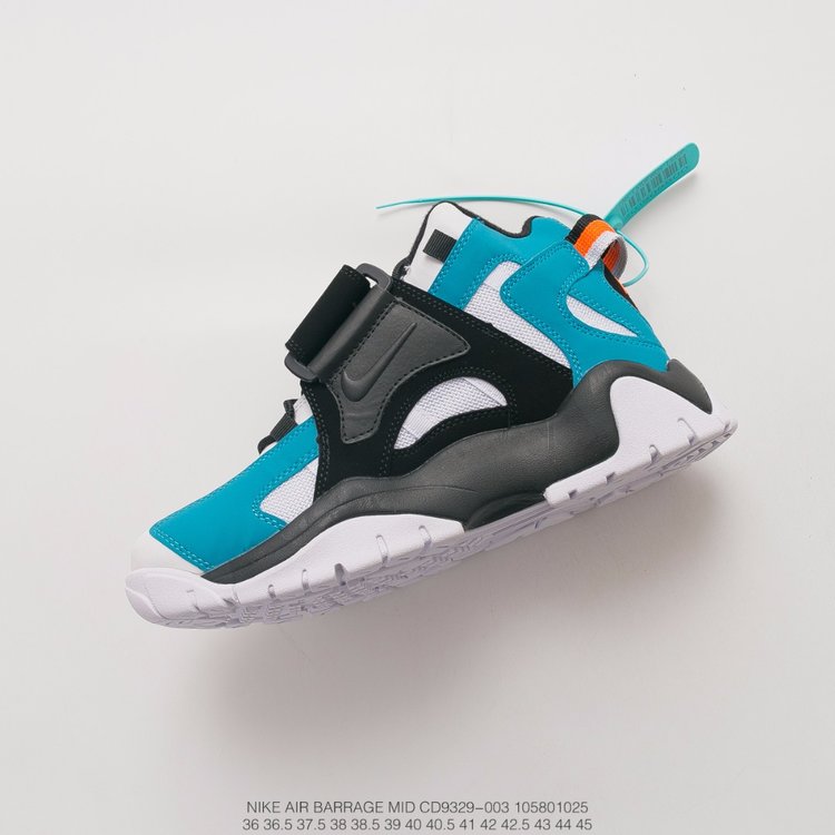 nike air barrage - Celeste Naranjo Negro Blanco
