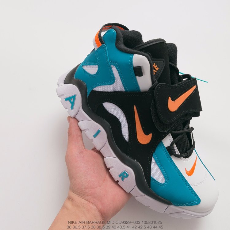 nike air barrage - Celeste Naranjo Negro Blanco