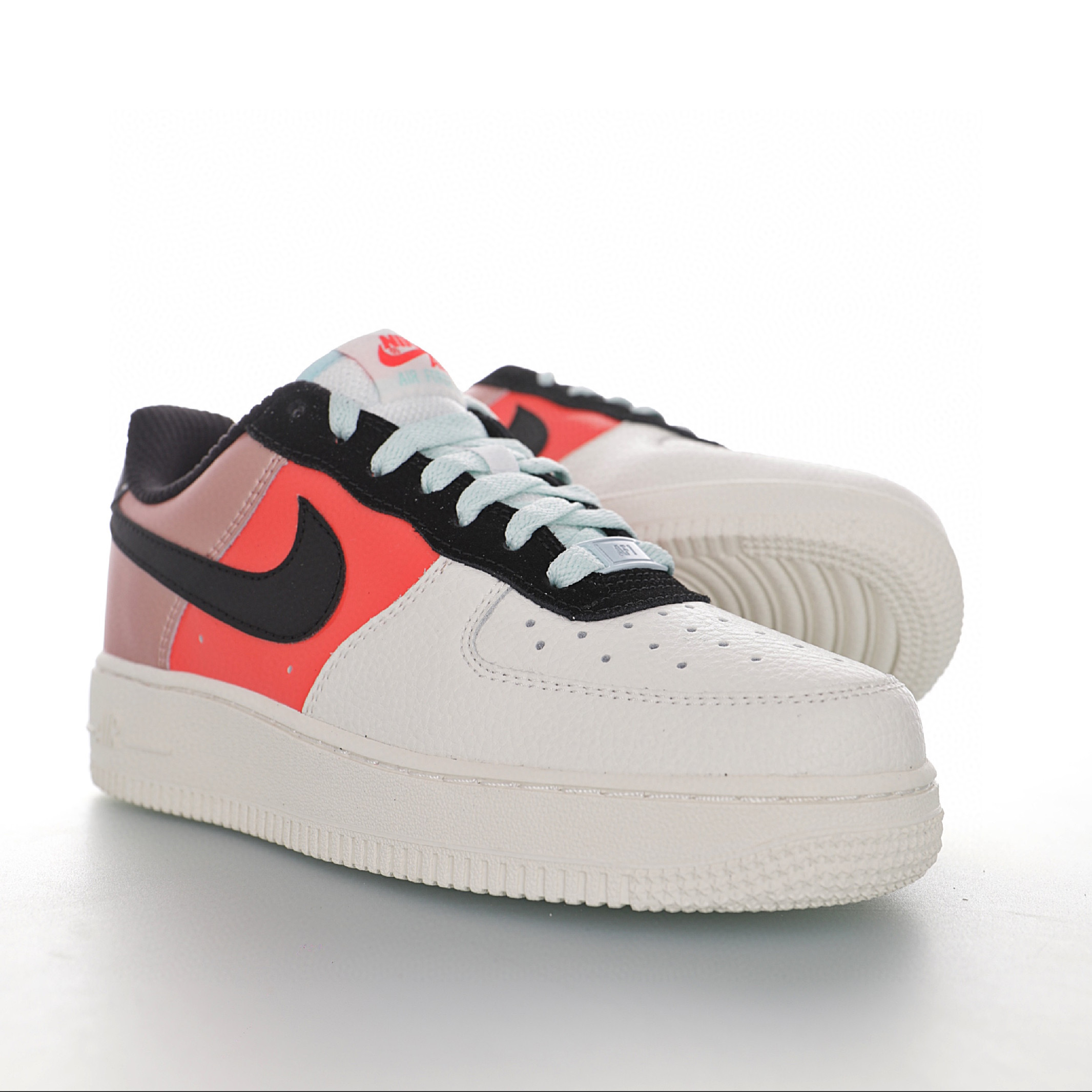 nike air force 1 - Negro Naranjo Rosado Blanco