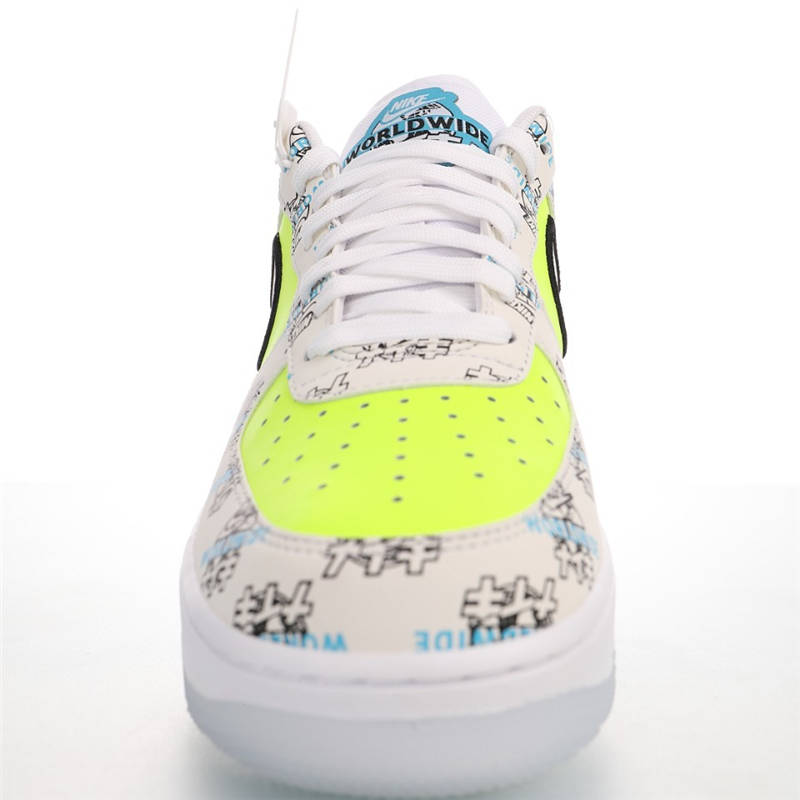 nike air force 1 - Blanco Negro Celeste Fluor