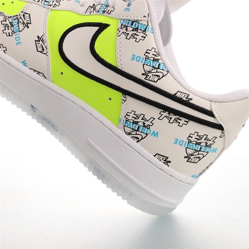 nike air force 1 - Blanco Negro Celeste Fluor