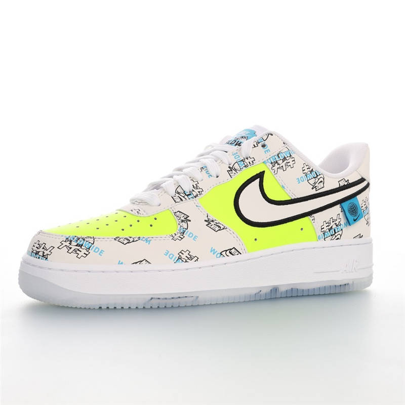 nike air force 1 - Blanco Negro Celeste Fluor