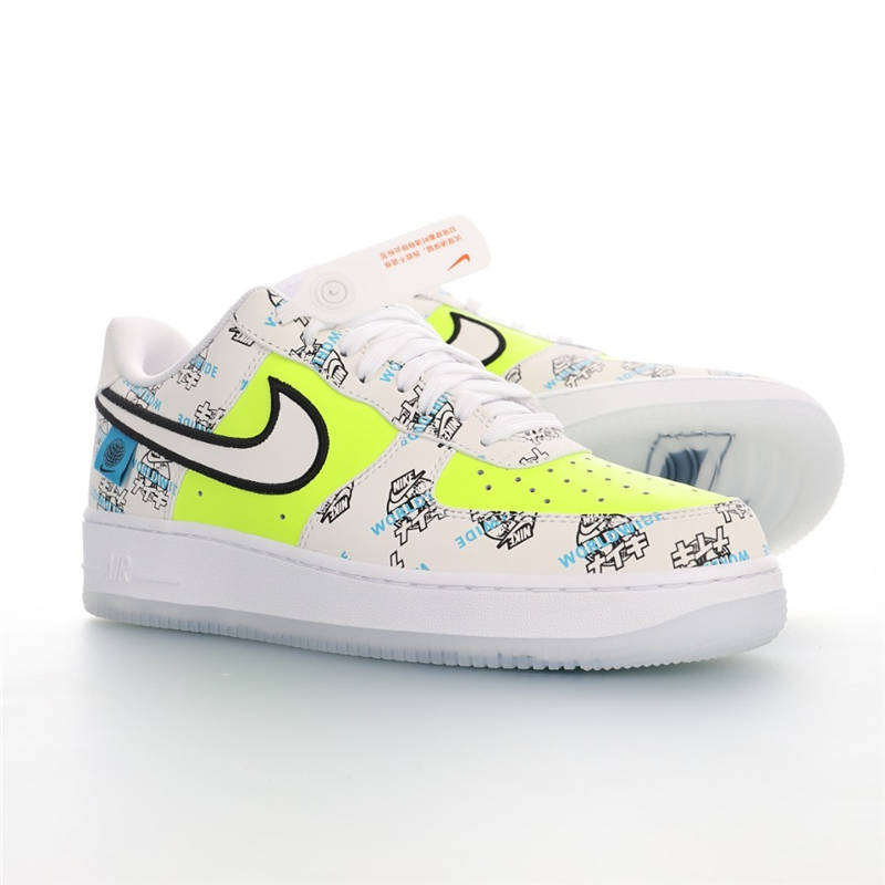 nike air force 1 - Blanco Negro Celeste Fluor