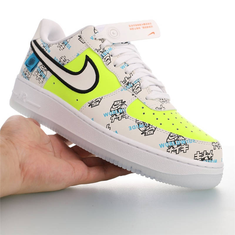 nike air force 1 - Blanco Negro Celeste Fluor