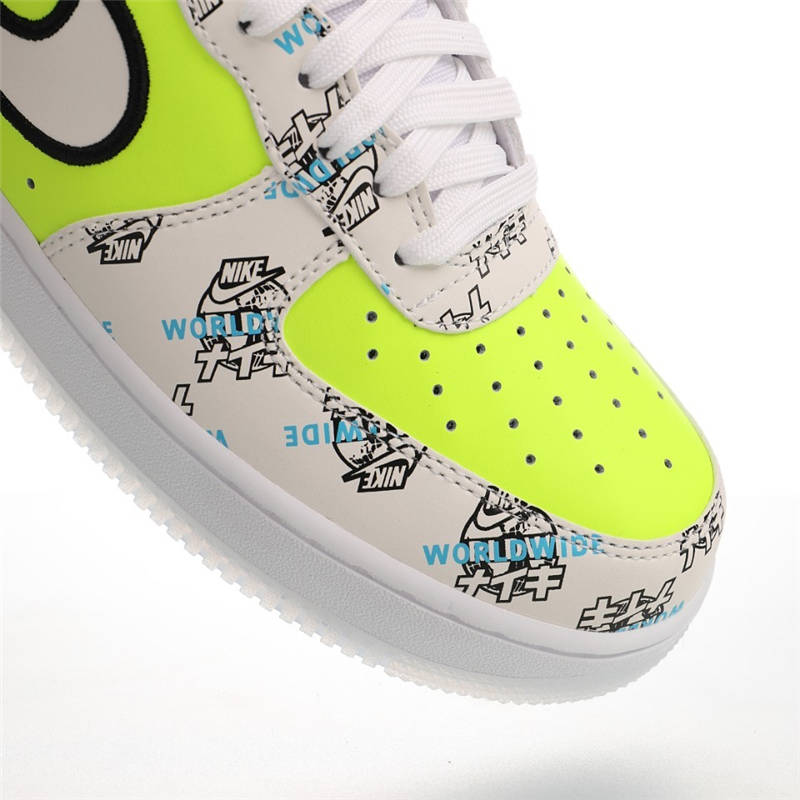 nike air force 1 - Blanco Negro Celeste Fluor