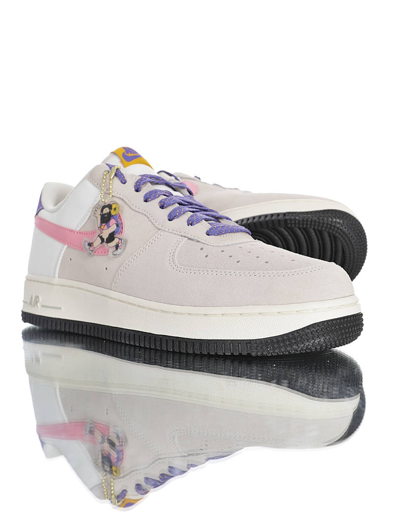 nike air force 1 - Blanco Gris Rosado Morado