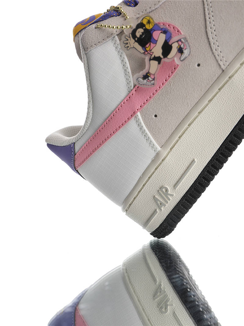 nike air force 1 - Blanco Gris Rosado Morado