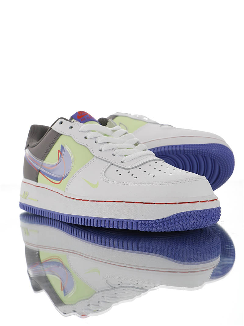 nike air force 1 - Blanco Morado Gris Verde
