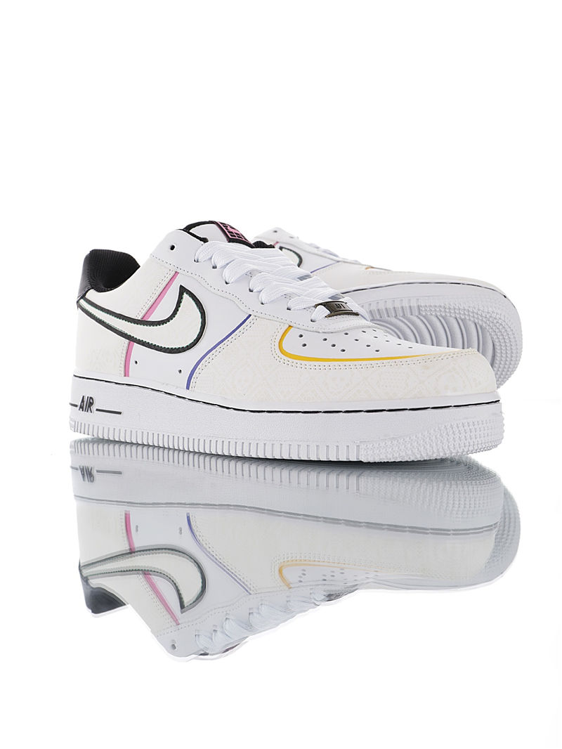 nike air force 1 - Blanco Negro Rosado Morado Amarillo Fluor