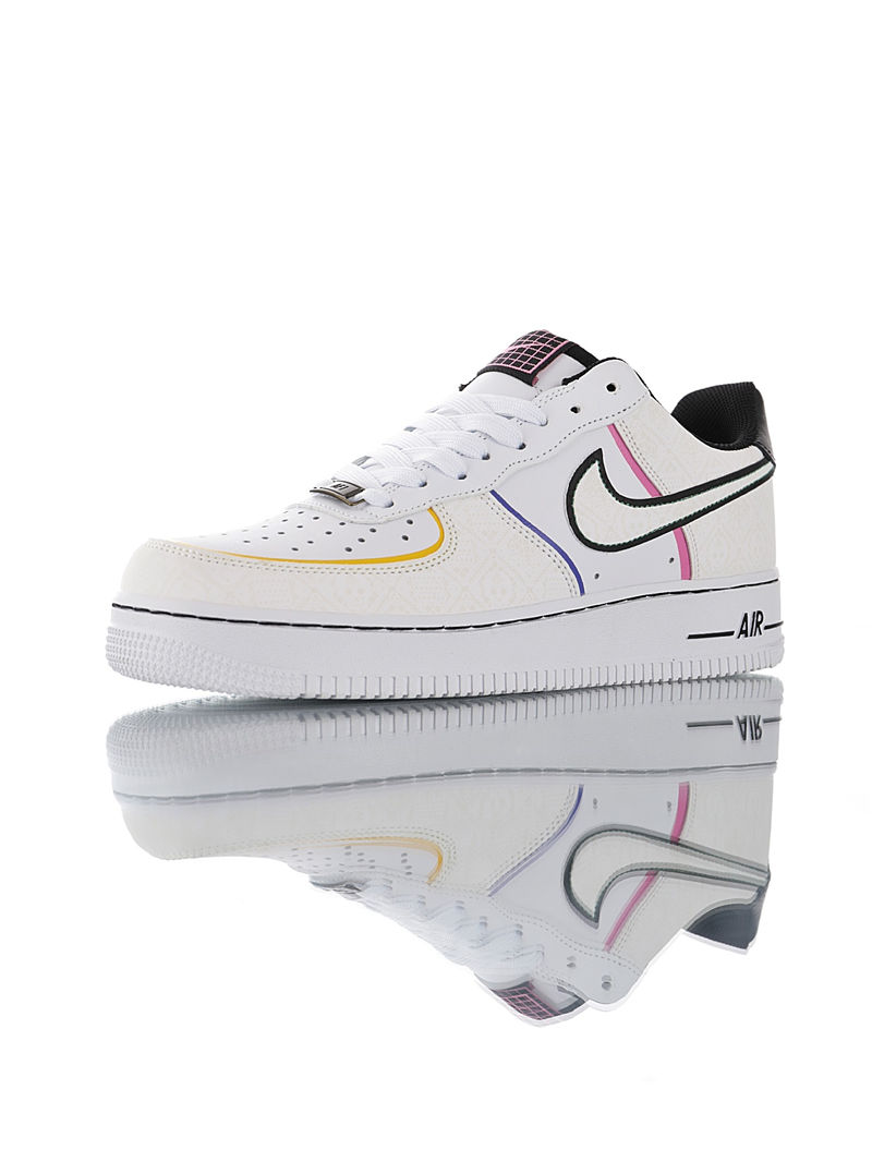nike air force 1 - Blanco Negro Rosado Morado Amarillo Fluor