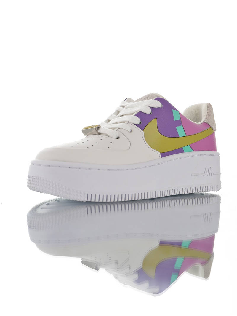nike air force 1 - Blanco Rosado Morado Celeste Dorado