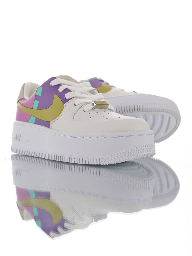 nike air force 1 - Blanco Rosado Morado Celeste Dorado