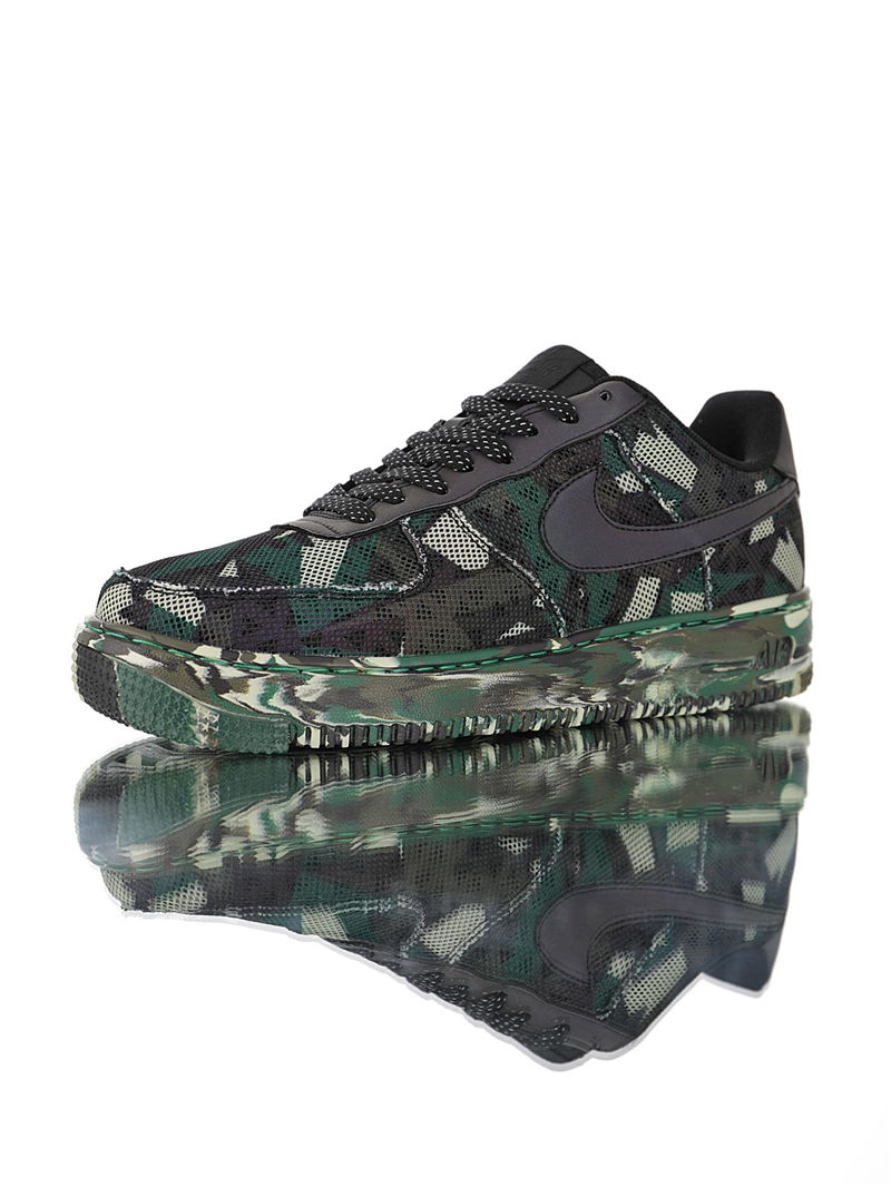 nike air force 1 - Negro Verde Gris Fluor