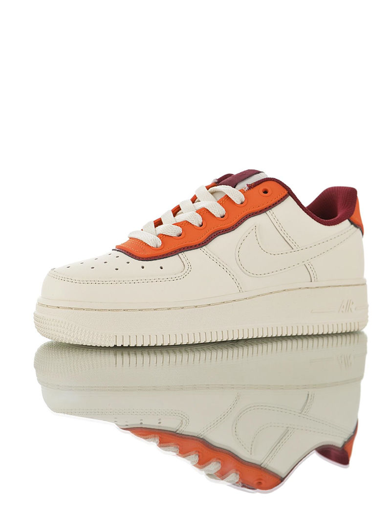nike air force 1 - Blanco Naranjo Burdeo