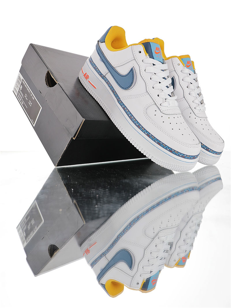 nike air force 1 - Blanco Azul Amarillo