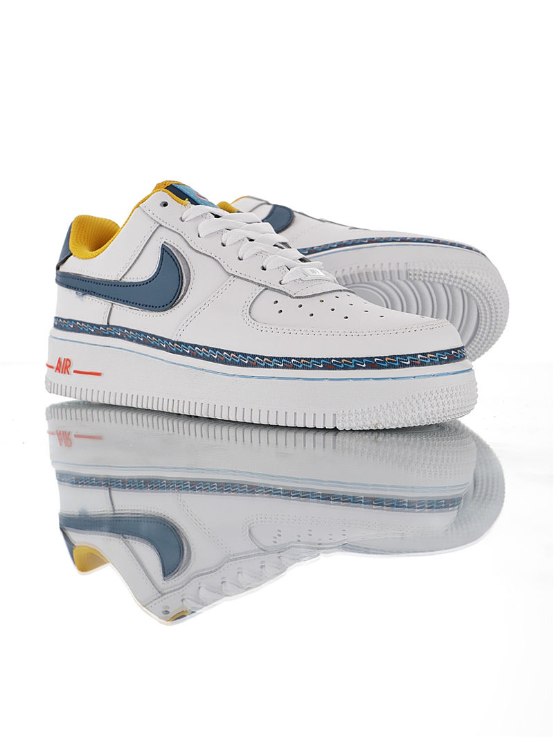 nike air force 1 - Blanco Azul Amarillo