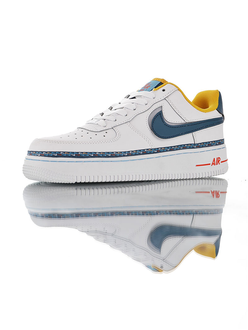 nike air force 1 - Blanco Azul Amarillo