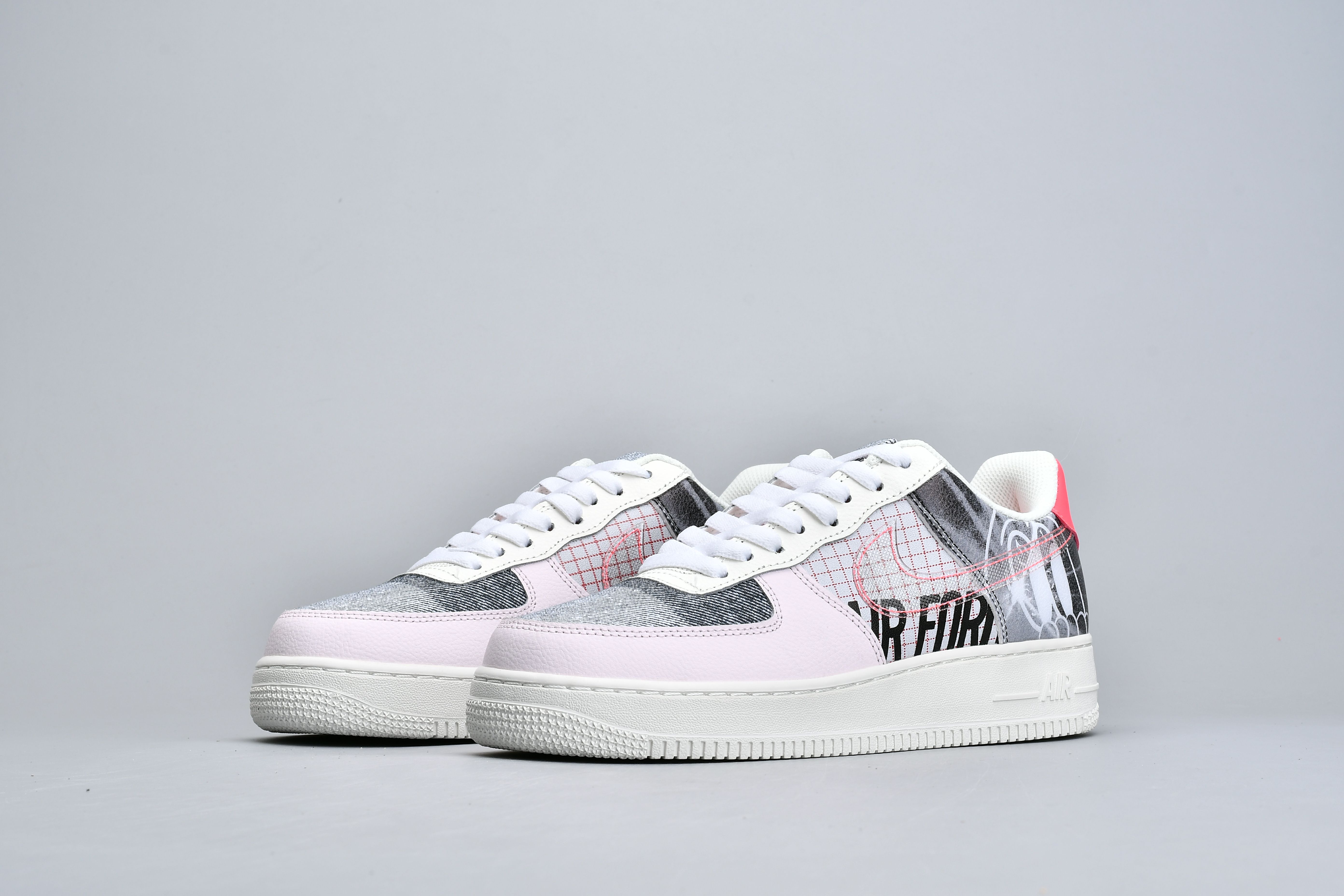 nike air force 1 - Blanco Rosado Gris