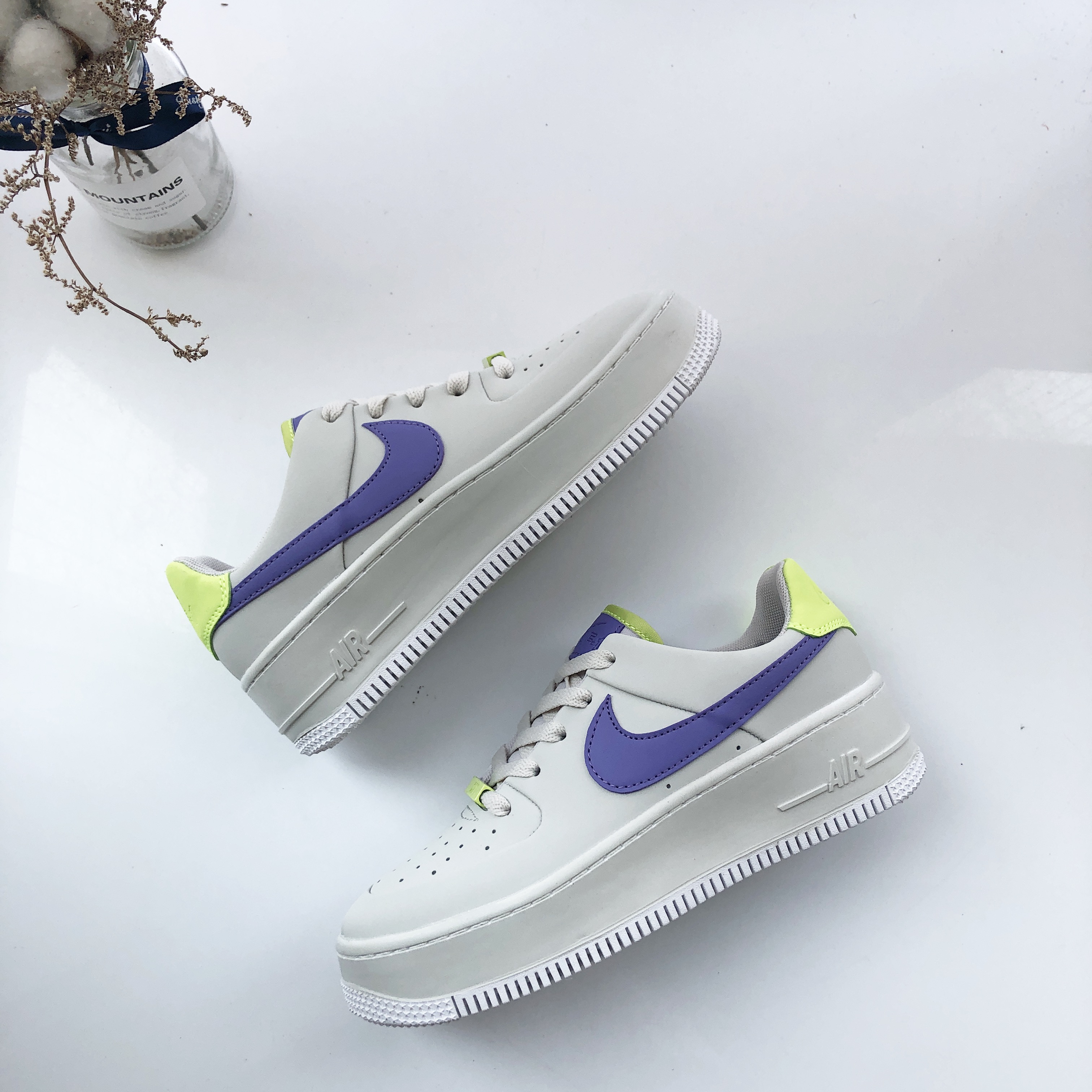 nike air force 1 - Gris Morado Verde