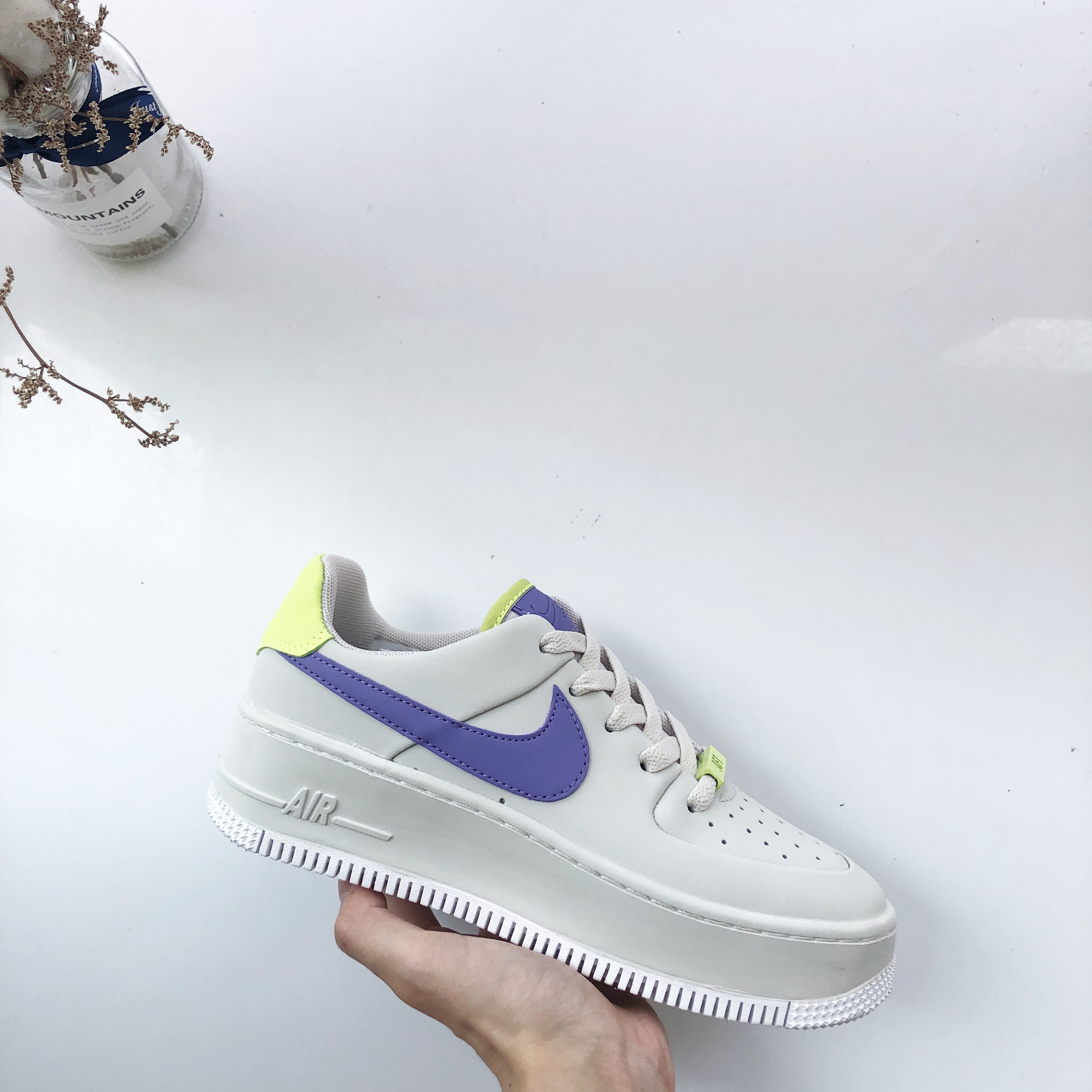 nike air force 1 - Gris Morado Verde