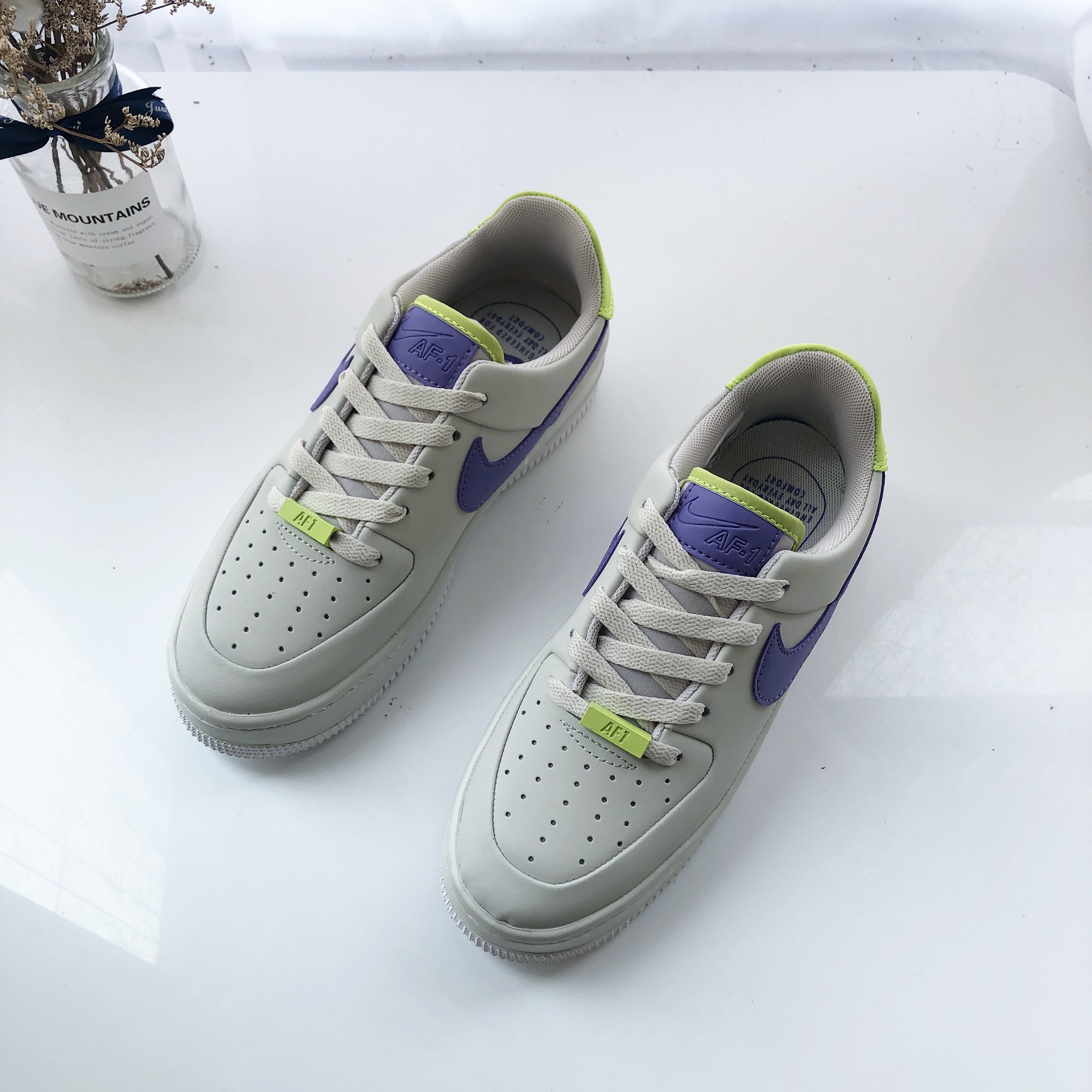 nike air force 1 - Gris Morado Verde