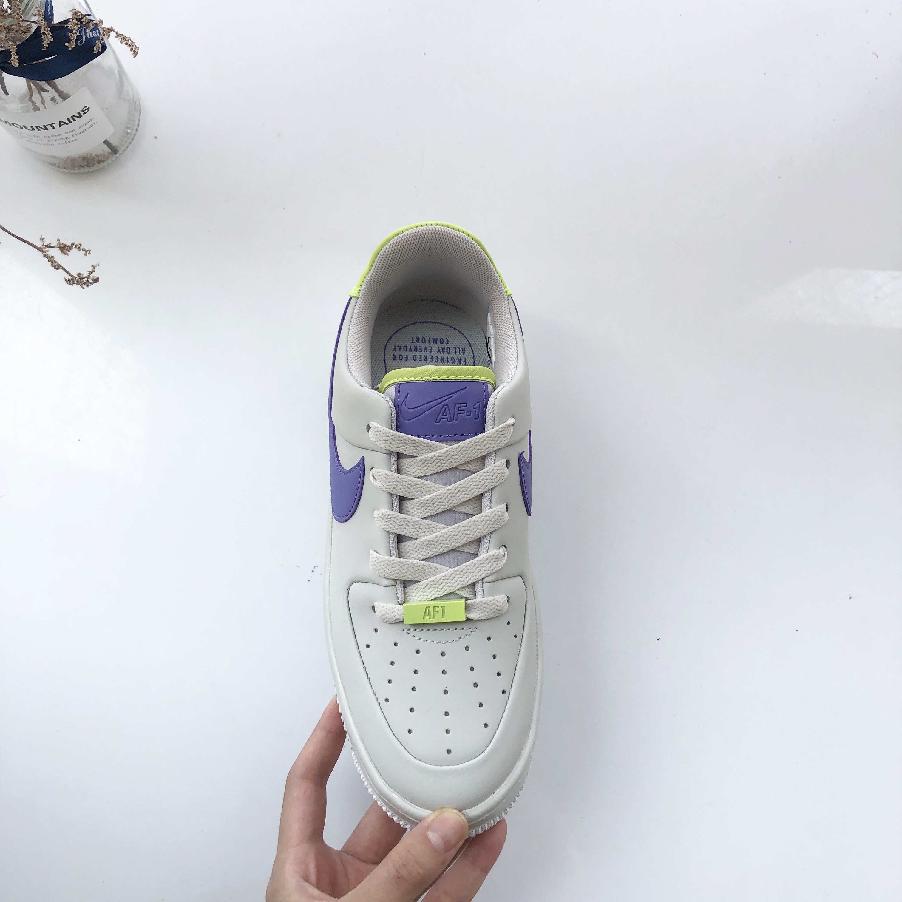nike air force 1 - Gris Morado Verde