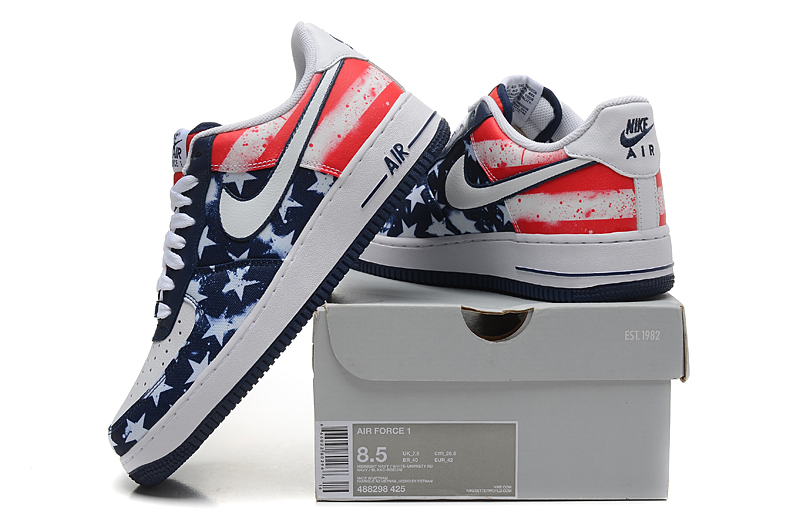 nike air force 1 - Blanco Rojo Azul