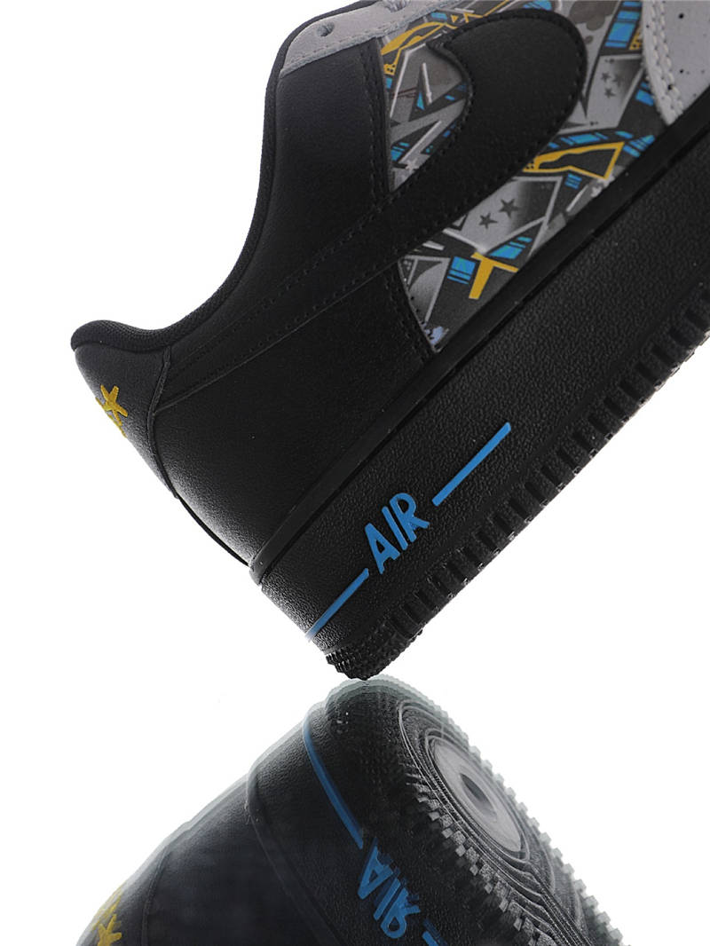 nike air force 1 - Negro Gris Celeste Amarillo