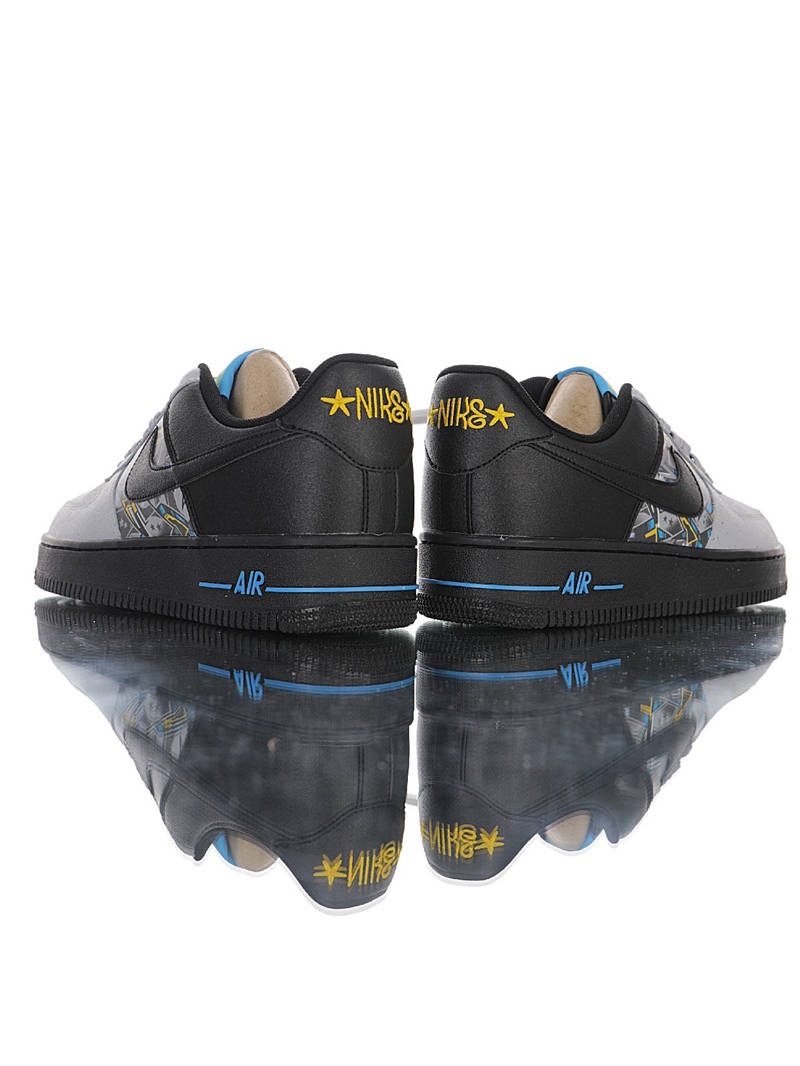 nike air force 1 - Negro Gris Celeste Amarillo