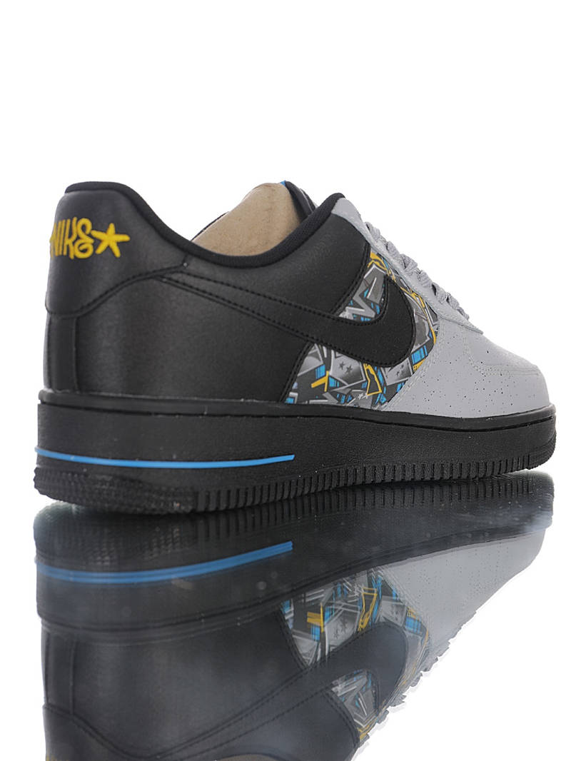 nike air force 1 - Negro Gris Celeste Amarillo