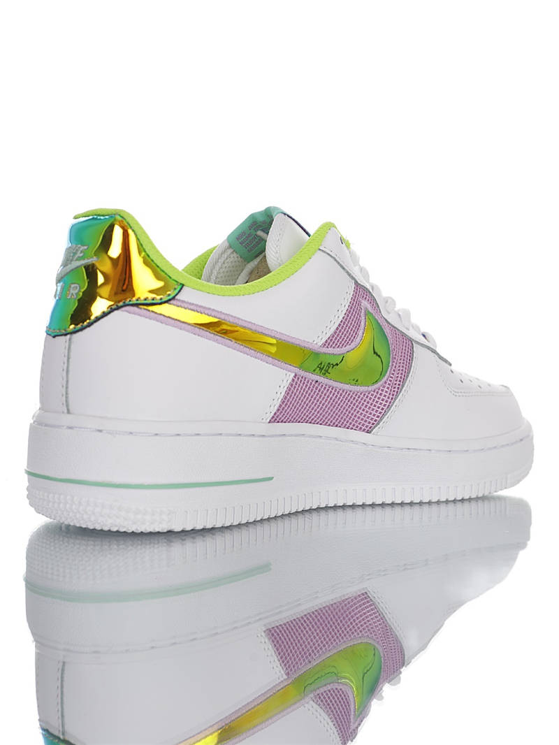 nike air force 1 - Blanco Rosado Verde Arcoiris