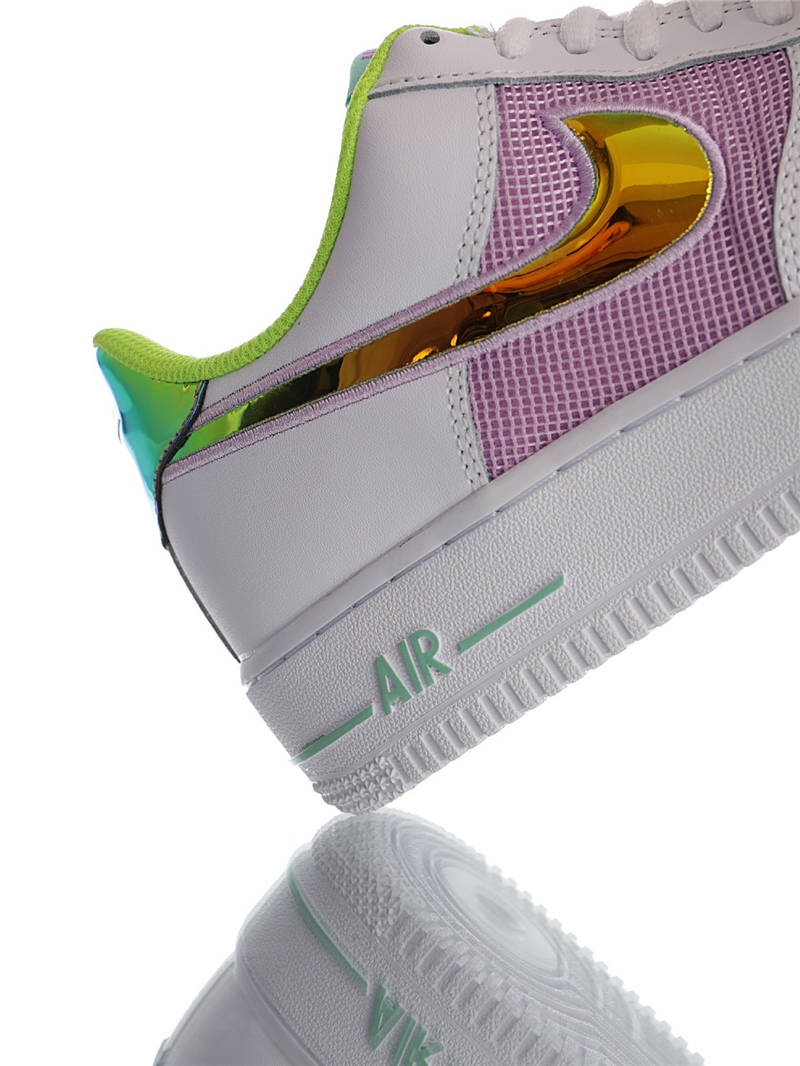 nike air force 1 - Blanco Rosado Verde Arcoiris