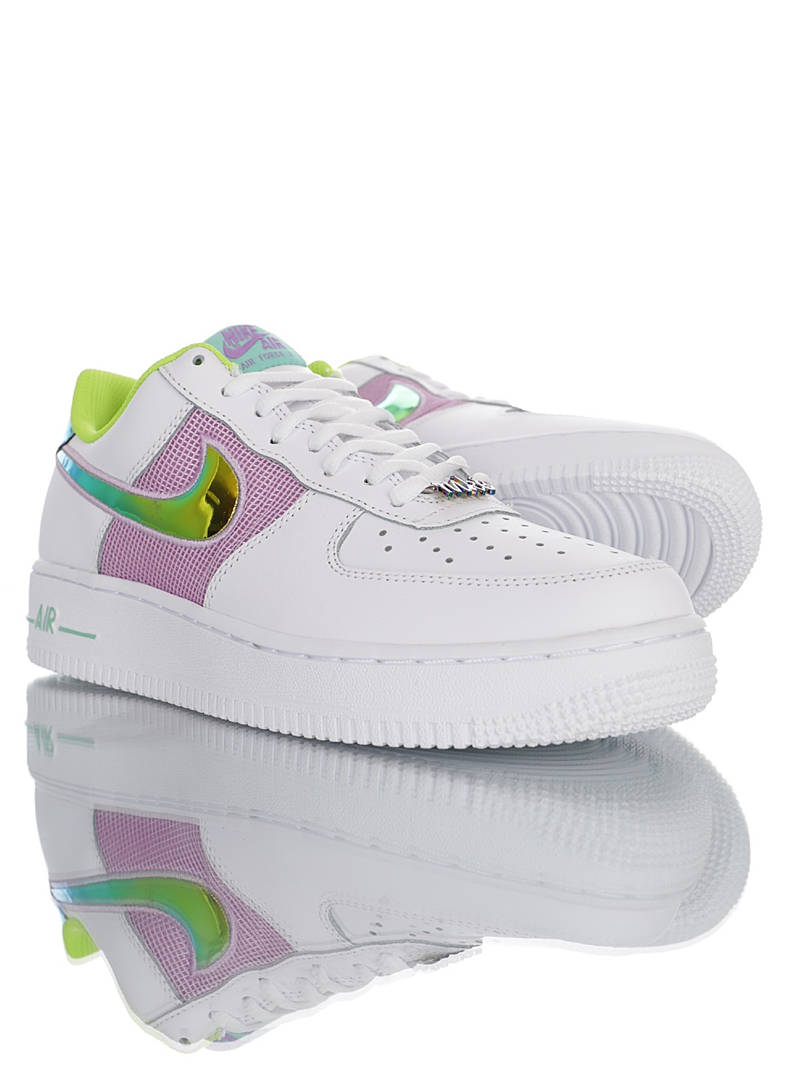 nike air force 1 - Blanco Rosado Verde Arcoiris