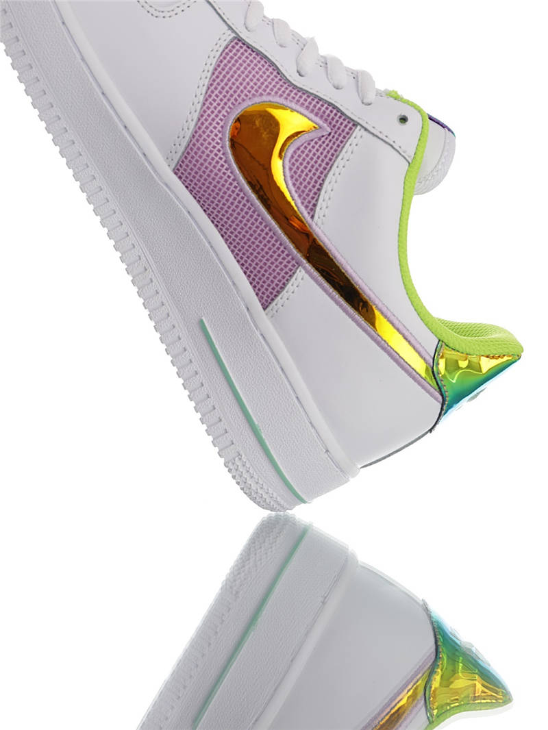 nike air force 1 - Blanco Rosado Verde Arcoiris