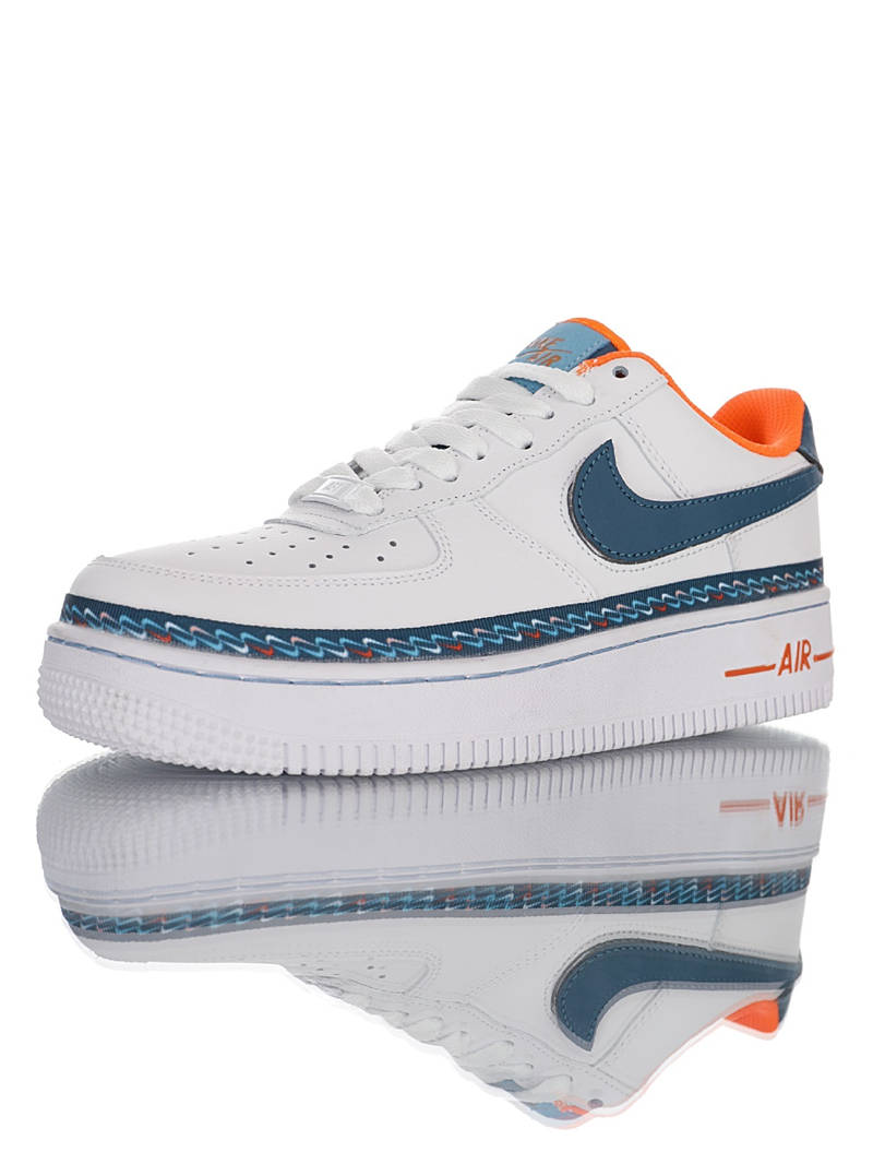 nike air force 1 - Blanco Azul Naranjo