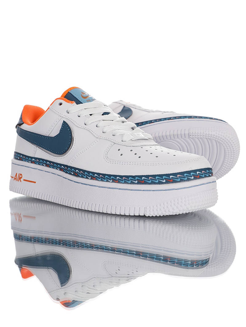 nike air force 1 - Blanco Azul Naranjo