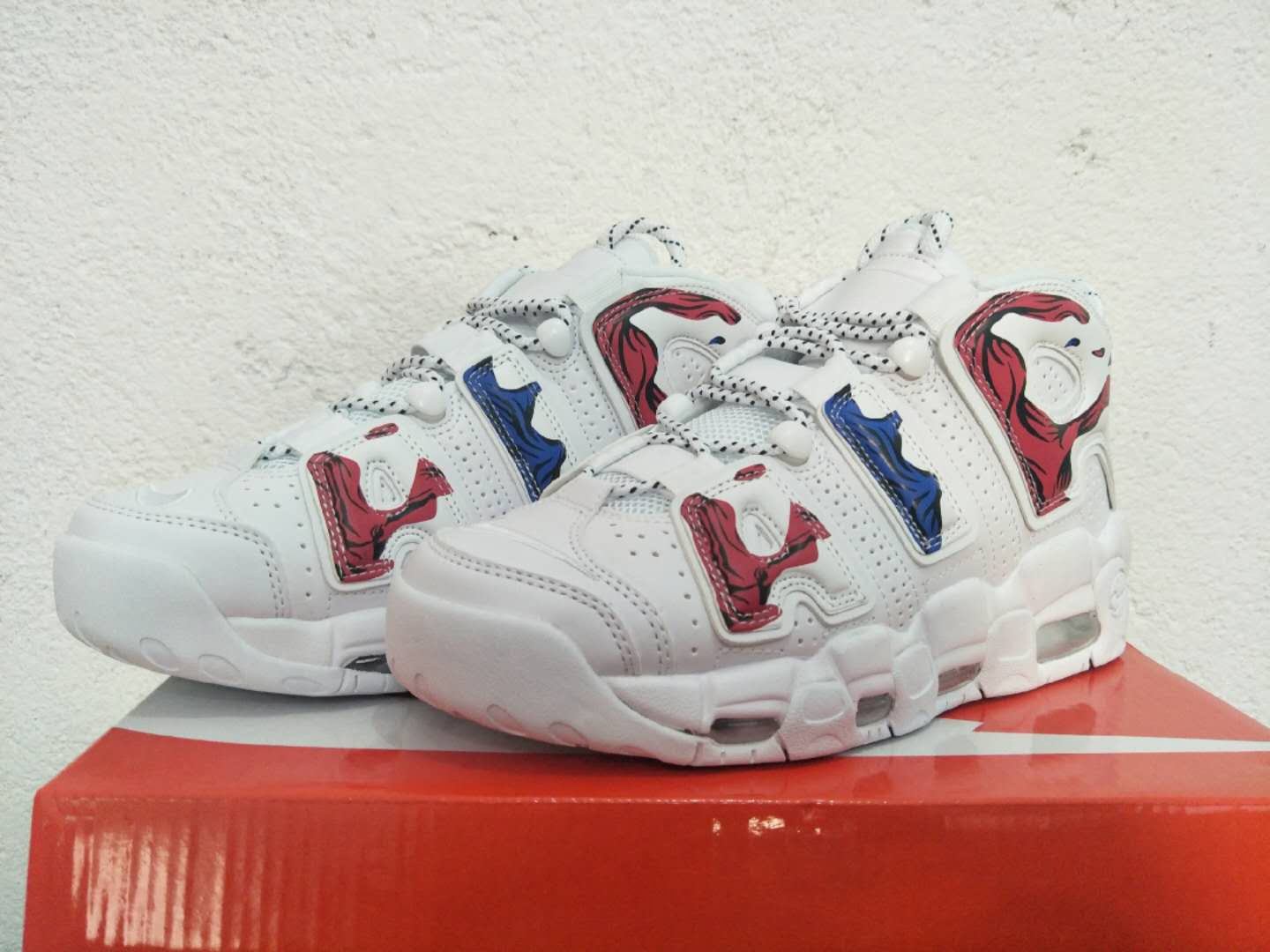 nike air more uptempo - Blanco Azul Rojo