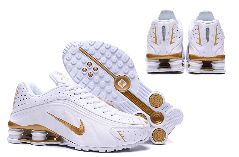 nike shox r4 - Blanco Dorado